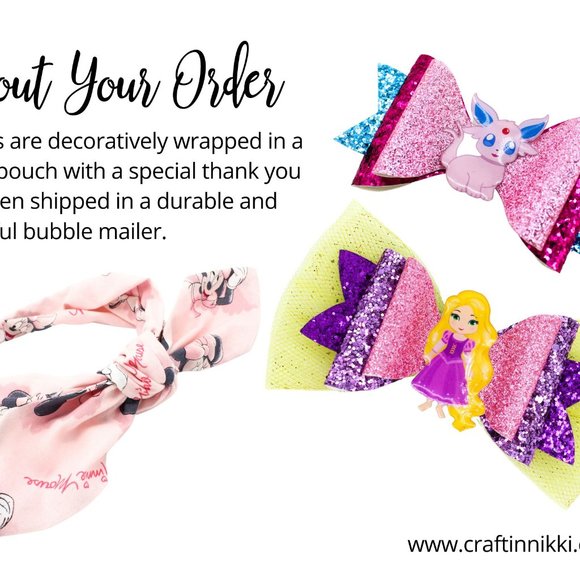 Handmade Jasmine Princess Chunky Glitter Hair Bow - Picture 2 of 7